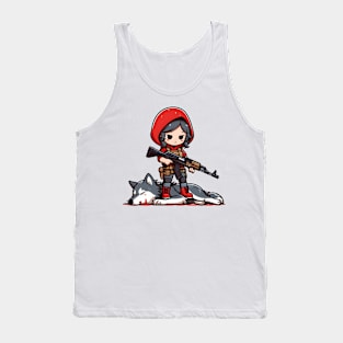 Tactical Little Red Riding Hood Adventure Tee: Where Fairytales Meet Bold Style Tank Top